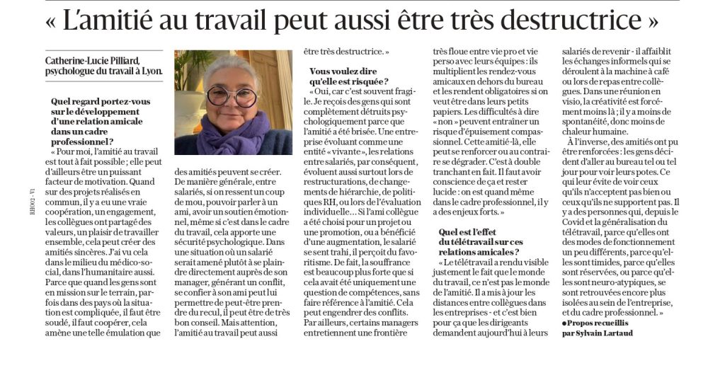 amitie au travail